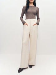 Women's Beige Basics Wide Leg Pants