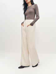 Women's Beige Basics Wide Leg Pants