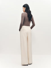 Women's Beige Basics Wide Leg Pants