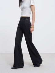 Women's High Waist Flared Pants with Side Slit