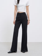 Women's High Waist Flared Pants with Side Slit