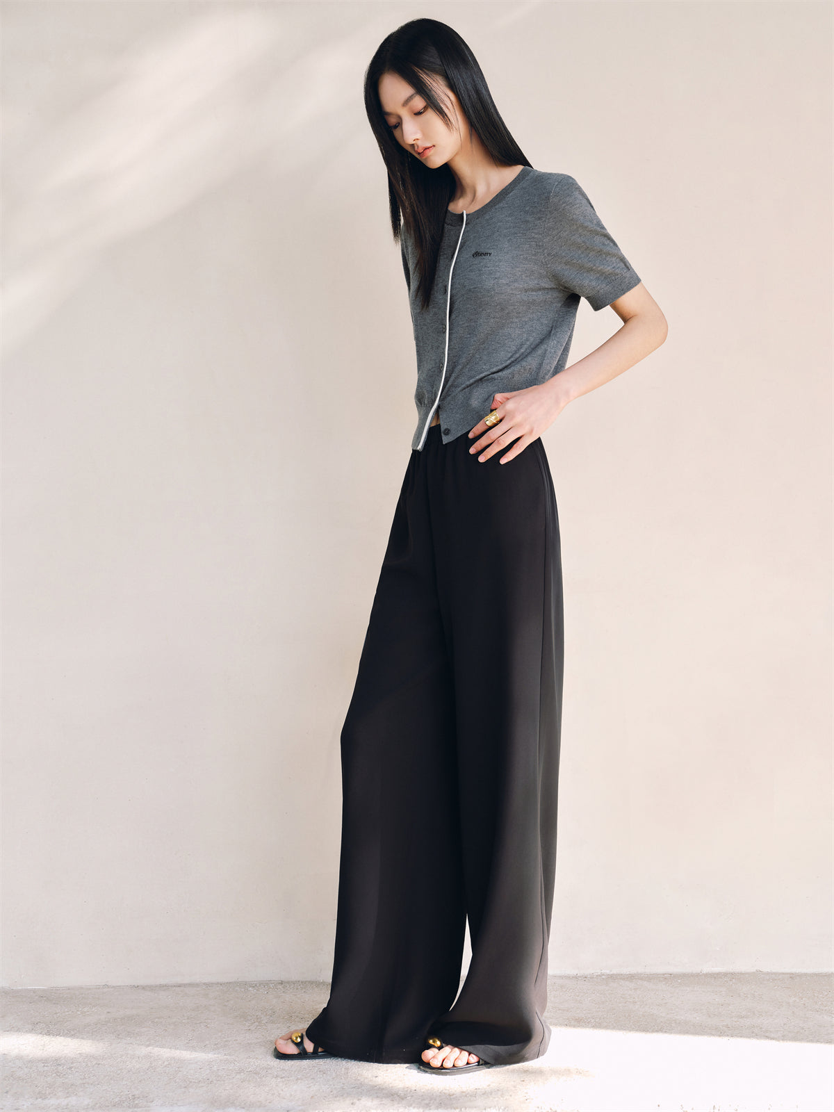 Women's Cooling Elastic-Waist Wide-Leg Pants