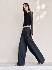 Women's High-Waisted Wide-Leg Pants with Belt