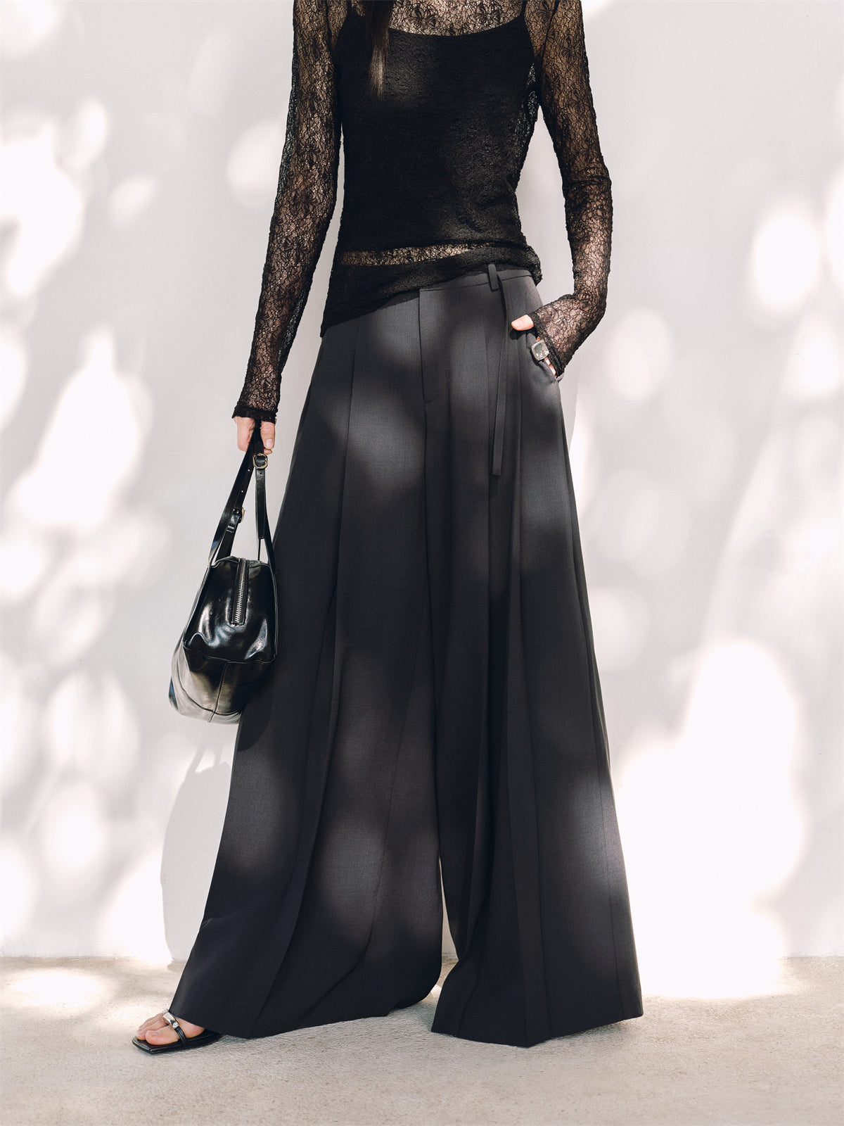Women's High-Waisted Wide-Leg Pants with Belt