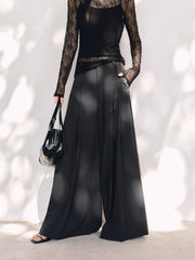 Women's High-Waisted Wide-Leg Pants with Belt