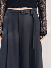 Women's High-Waisted Wide-Leg Pants with Belt