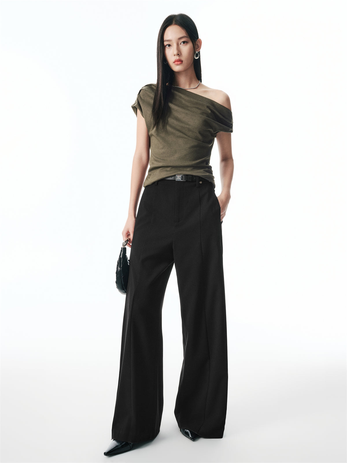 Women's Solid Oversized Wide-Leg Suit Pants