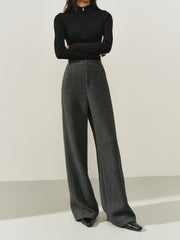 Women's High-Waist Chenille Wide-Leg Pants