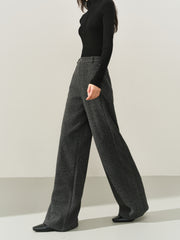Women's High-Waist Chenille Wide-Leg Pants