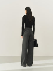 Women's High-Waist Chenille Wide-Leg Pants
