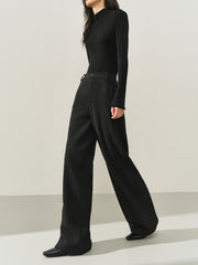 Women's High-Waist Chenille Wide-Leg Pants