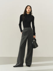 Women's High-Waist Chenille Wide-Leg Pants