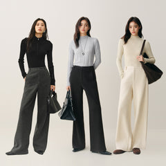 Women's High-Waist Chenille Wide-Leg Pants