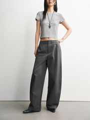 Women's Basic Wide-Leg Curved-Hem Pants