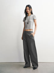 Women's Basic Wide-Leg Curved-Hem Pants
