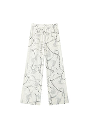 Women's Casual High-Waisted Printed Straight Pants