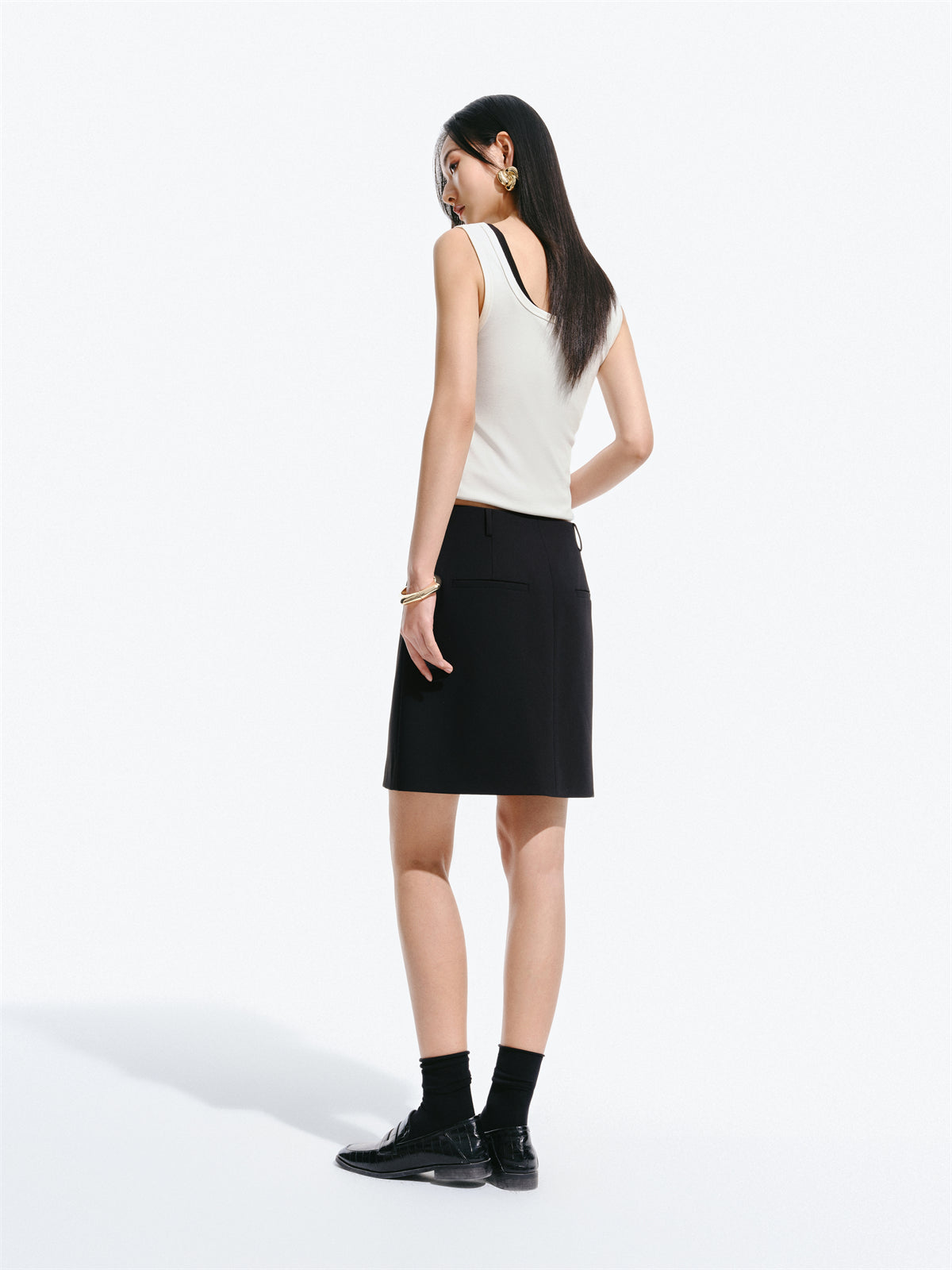 Women's High-Waist Cropped A-Line Blazer Skirt