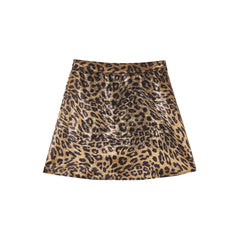 Women's High-Waist A-Line Leopard-Print Skirt