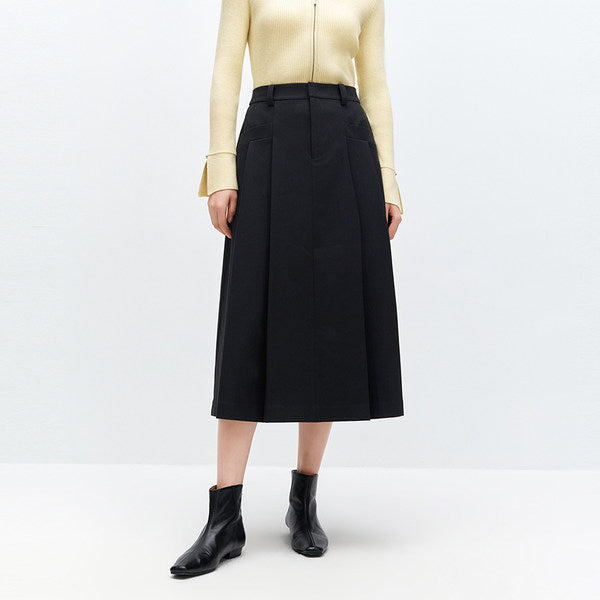 Women's Pleated A Line Midi Skirt