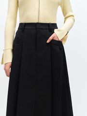 *US Final Sale*Women's Pleated A Line Midi Skirt