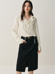 Women's Front-Slit Midi Skirt