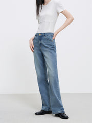 Women's High-Waist Cigarette Jeans with Back Slit