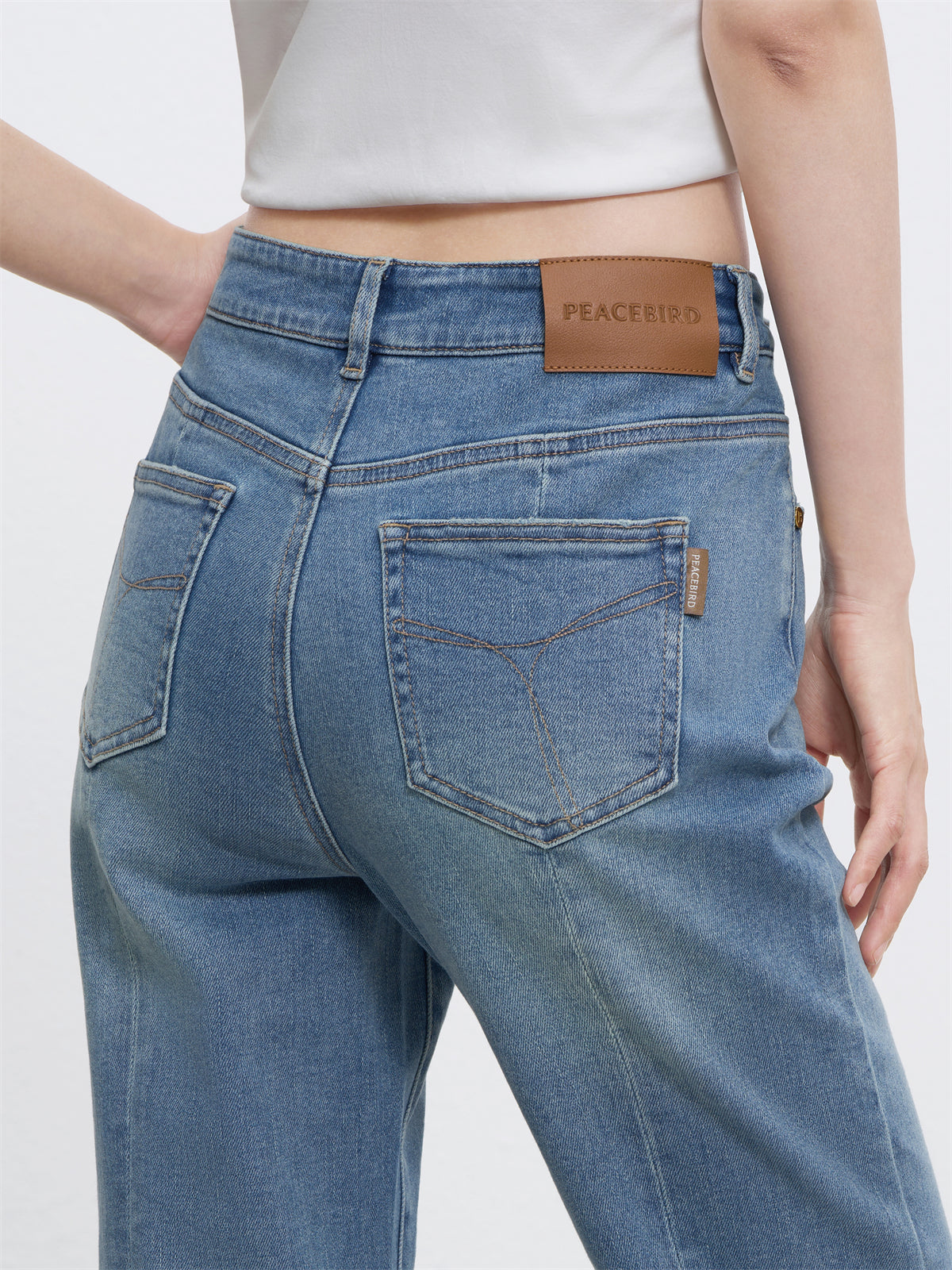 Women's High-Waist Cigarette Jeans with Back Slit