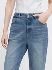 Women's High-Waist Cigarette Jeans with Back Slit