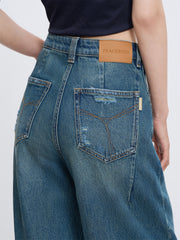 Women's High Waist Washed Wide Leg Jeans