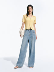 Women's Wash High-Waist Lightweight Wide-Leg Jeans