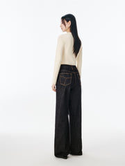 Women's High-Waisted Wide-Leg Cotton Jeans