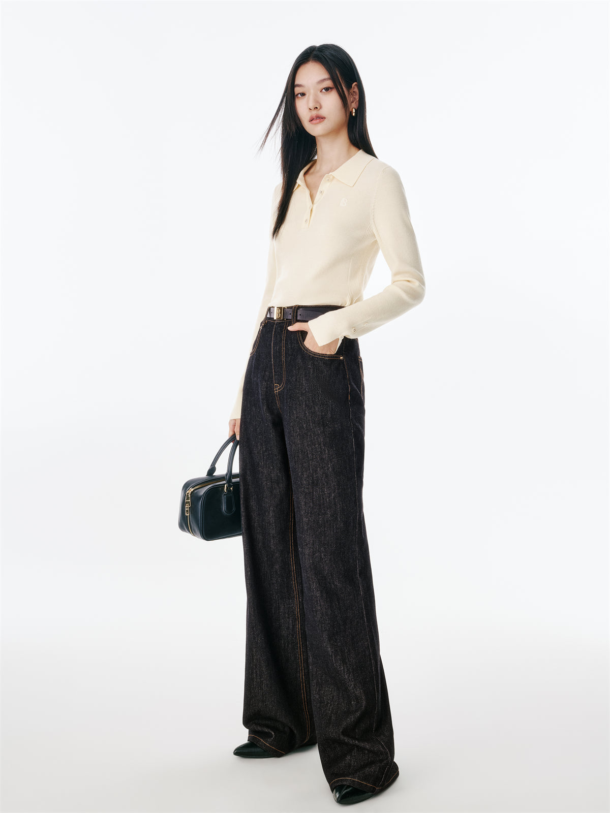 Women's High-Waisted Wide-Leg Cotton Jeans