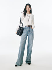 Women's High-Waisted Wide-Leg Cotton Jeans