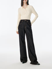 Women's High-Waisted Wide-Leg Cotton Jeans