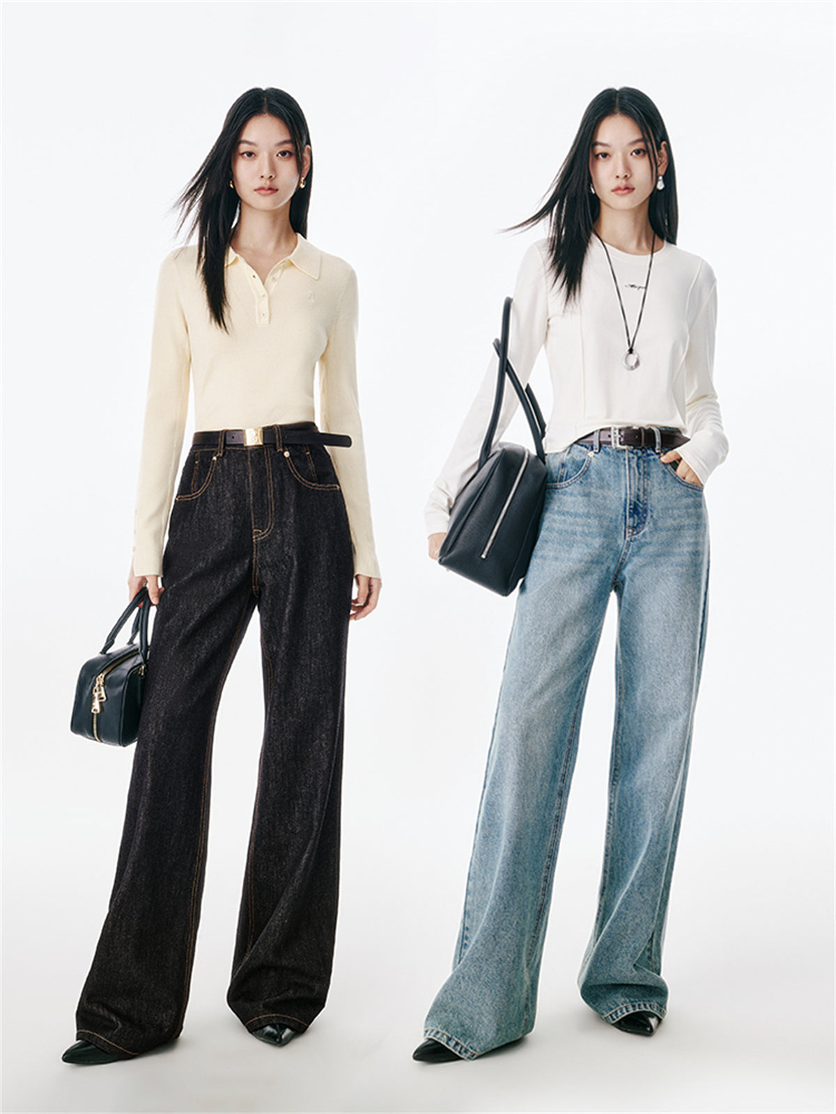 Women's High-Waisted Wide-Leg Cotton Jeans