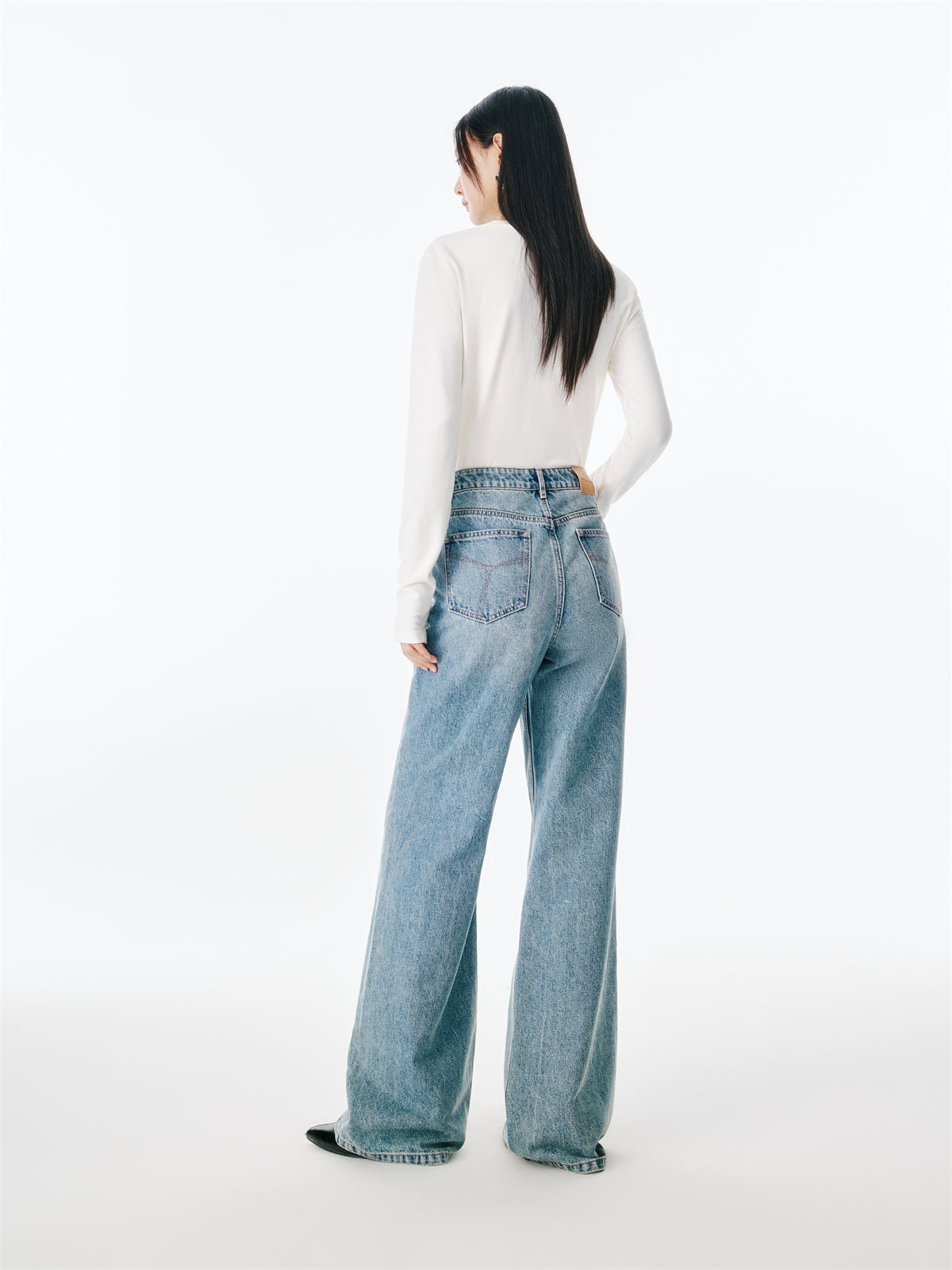 Women's High-Waisted Wide-Leg Cotton Jeans