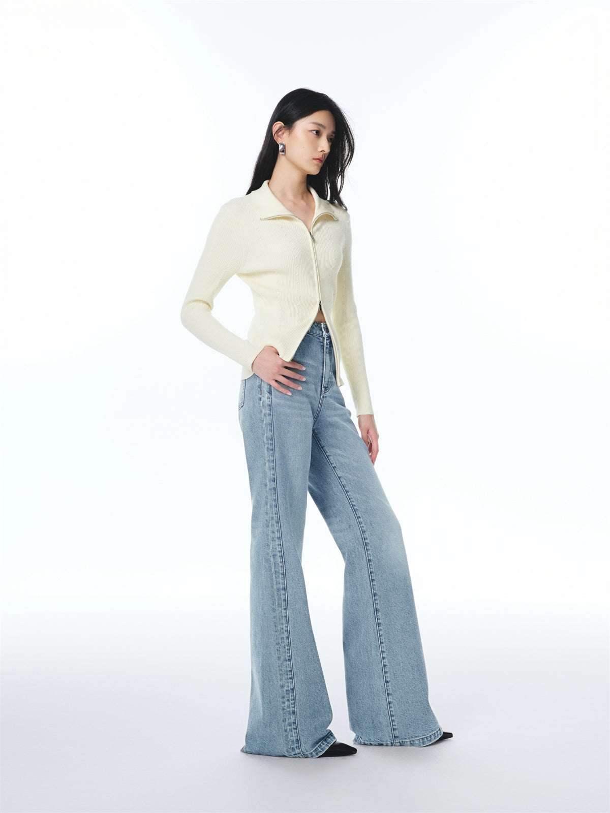 Women's High-Waist Wide-Leg Flared Jeans