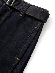 Women's Curved-Leg Jeans with Self Belt