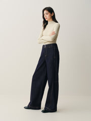 Women's Curved-Leg Jeans with Self Belt