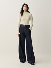 Women's Curved-Leg Jeans with Self Belt