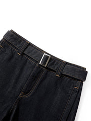 Women's Curved-Leg Jeans with Self Belt