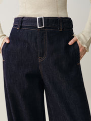 Women's Curved-Leg Jeans with Self Belt