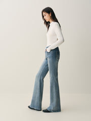 Women's High-Waist Slim Flared Jeans