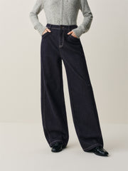 Women's High-Waist Brushed Wide-Leg Jeans