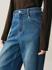 Women's High-Waist Brushed Wide-Leg Jeans