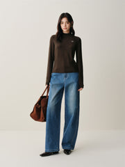 Women's High-Waist Brushed Wide-Leg Jeans