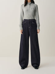 Women's High-Waist Brushed Wide-Leg Jeans