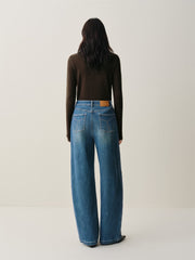 Women's High-Waist Brushed Wide-Leg Jeans