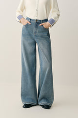 Women's Loose-Fit Fleece-Lined Wide-Leg Jeans