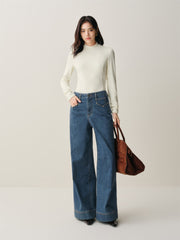 Women's Vintage Brushed Wide-Leg Jeans